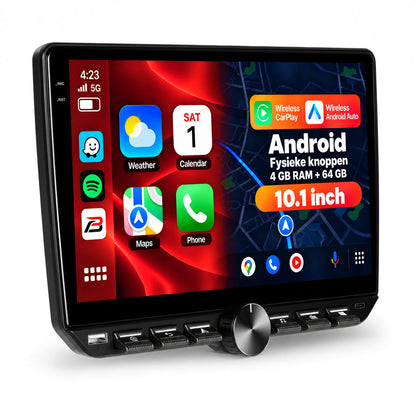 Boscer 2-DIN Autoradio Universeel | 10.1 inch CarPlay & Android Auto | Android 15 | Fysiek bedieningspaneel | 4+64GB