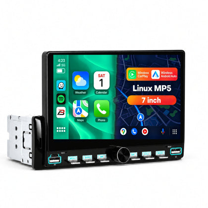 Boscer 1-DIN Autoradio Universeel | 7 inch CarPlay & Android Auto draadloos | Linux MP5 | A4493