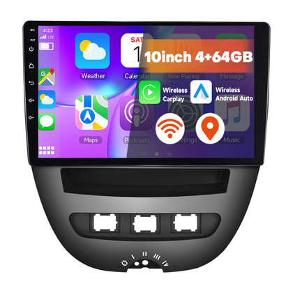 Boscer Autoradio geschikt voor Citroen, Peugeot & Toyota Aygo 2005-2014 | 10.1 inch CarPlay & Android Auto draadloos | Android 15 | 4+64GB