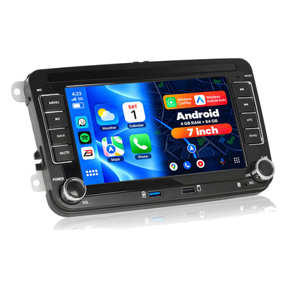 Boscer Autoradio geschikt voor Seat, Skoda & Volkswagen | 7 inch CarPlay & Android Auto | Android 15 | 4+64GB