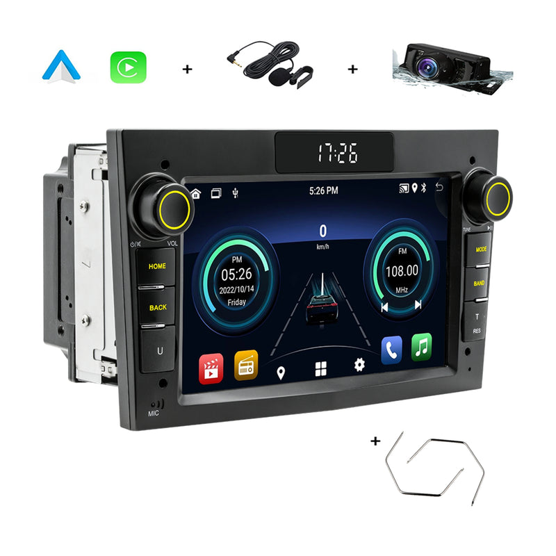Boscer® Autoradio Geschikt voor Opel - Android 13 - Apple Carplay & Android Auto (Draadloos) - 2+64GB - 7 Inch HD Touchscreen - GPS, Bluetooth, USB, SD & MP5 - Navigatiesysteem - Grijs - Demontagesleutels, Achteruitrijcamera & Microfoon