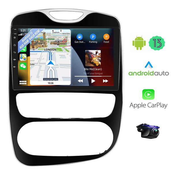 Boscer® Autoradio - Geschikt voor Renault Clio 2013-2018 - Apple Carplay & Android Auto (Draadloos) - Android 13 - 4+64GB - 7 Inch HD Touchscreen - Navigatiesysteem - AHD Achteruitrijcamera & Microfoon - 2025 Model