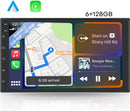 Boscer Autoradio 2Din Universeel - Android 15 - Apple Carplay & Android Auto (Draadloos) - 6+128GB - 7 Inch HD Touchscreen - GPS Navigatiesysteem - Achteruitrijcamera & Microfoon