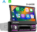 Boscer 1Din Autoradio - Android 15 - Apple Carplay & Android Auto (Draadloos) - 2+64GB - 7 Inch IPS HD Handmatig Klapscherm - Navigatiesysteem - Bluetooth, Aux, USB, SD & MP5 - GPS - WIFI - Achteruitrijcamera & Microfoon