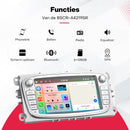 Boscer Autoradio Geschikt voor Ford Focus, S-Max, Mondeo, Galaxy, C-Max & Kuga - Android 15 - 6+128GB - 7 Inch HD Touchscreen - Apple Carplay & Android Auto - Bluetooth, USB, Wifi & MP5 - Navigatiesysteem - Zilver - Achteruitrijcamera & Microfoon