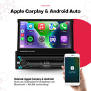 Boscer 1Din Autoradio - Apple Carplay & Android Auto (Draadloos) - 7" HD Handmatig Klapscherm - USB, Aux, Bluetooth - MP5 - Achteruitrijcamera & Microfoon