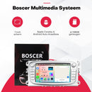 Boscer Autoradio Geschikt voor Ford Focus, S-Max, Mondeo, Galaxy, C-Max & Kuga - Android 15 - 6+128GB - 7 Inch HD Touchscreen - Apple Carplay & Android Auto - Bluetooth, USB, Wifi & MP5 - Navigatiesysteem - Zilver - Achteruitrijcamera & Microfoon