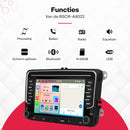 Boscer Autoradio Geschikt voor Volkswagen, Skoda & Seat - Apple Carplay & Android Auto - Android 15 - 4+64GB - 7 Inch IPS HD Touchscreen - Bluetooth, USB, USB-C, Wifi & MP5 - Navigatiesysteem - Achteruitrijcamera & Microfoon - 2025 Model