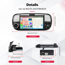 Boscer Autoradio Geschikt voor Fiat 500 2007-2015 - Apple Carplay & Android Auto (draadloos) - 6+128GB - Android 15 - 7 Inch HD IPS Touchscreen - GPS Navigatiesysteem - Bluetooth, USB, WiFi & MP5 - Zwart - Achteruitrijcamera & Microfoon