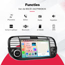 Boscer Autoradio Geschikt voor Fiat 500 2007-2015 - Apple Carplay & Android Auto (draadloos) - 6+128GB - Android 15 - 7 Inch HD IPS Touchscreen - GPS Navigatiesysteem - Bluetooth, USB, WiFi & MP5 - Zwart - Achteruitrijcamera & Microfoon
