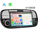 Boscer Autoradio Geschikt voor Fiat 500 2007-2015 - Apple Carplay & Android Auto (draadloos) - 6+128GB - Android 15 - 7 Inch HD IPS Touchscreen - GPS Navigatiesysteem - Bluetooth, USB, WiFi & MP5 - Zwart - Achteruitrijcamera & Microfoon