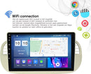 Boscer Autoradio Geschikt voor Fiat 500 2007-2015 - Android 11 - Apple Carplay & Android Auto (Draadloos) - 9'' Navigatiesysteem - Wit/Beige - Achteruitrijcamera