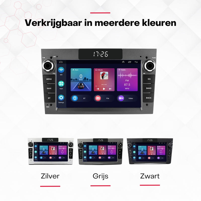 Boscer® Autoradio Geschikt voor Opel - Android 13 - Apple Carplay & Android Auto (Draadloos) - 2+64GB - 7 Inch HD Touchscreen - GPS, Bluetooth, USB, SD & MP5 - Navigatiesysteem - Grijs - Demontagesleutels, Achteruitrijcamera & Microfoon