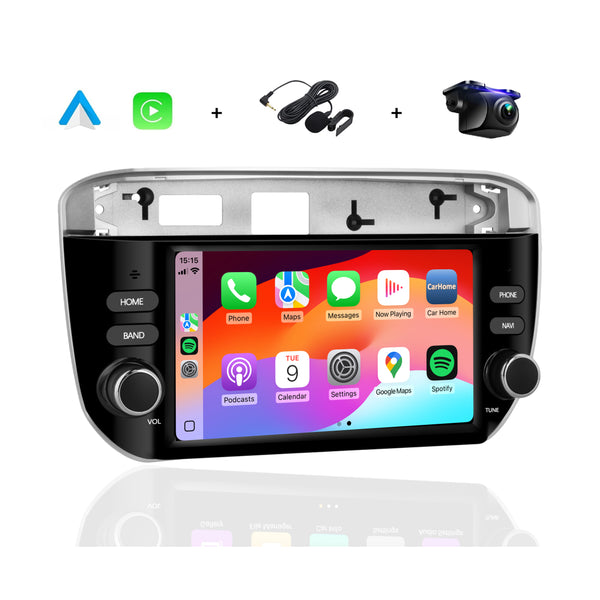 Boscer® Autoradio Geschikt voor Fiat Punto 2012-2016 & Fiat Linea 2012-2015 - Android 15 - 4+64GB - Apple Carplay & Android Auto - 7 Inch HD IPS Touchscreen - GPS Navigatiesysteem - Bluetooth, USB, WiFi & MP5 - Achteruitrijcamera & Microfoon