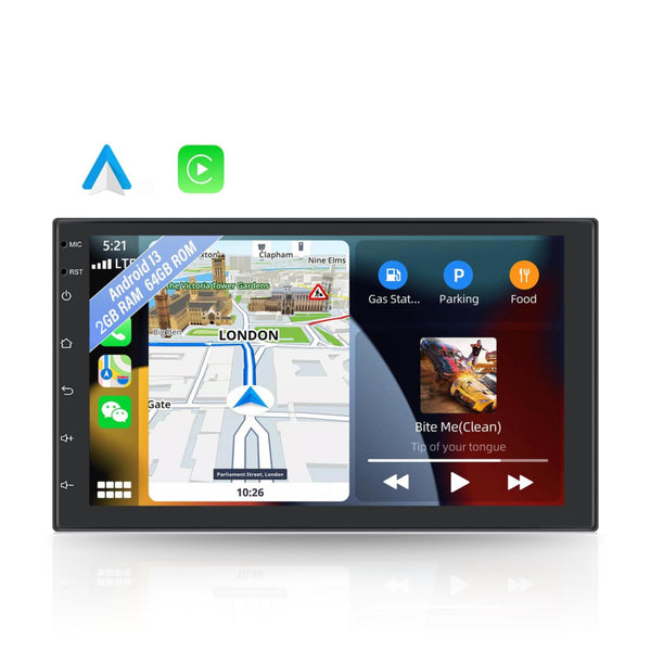 Boscer® Autoradio 2Din Universeel - Android 13 - Apple Carplay & Android Auto (Draadloos) - 2+64GB - 7 Inch HD Touchscreen - GPS Navigatiesysteem - Achteruitrijcamera