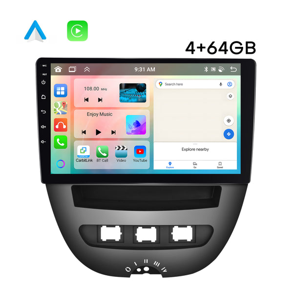 Boscer® Autoradio - Geschikt voor Peugeot 107, Toyota Aygo & Citroen C1 - Android 13 - 4+64GB - Apple Carplay & Android Auto (Draadloos) - 10.1 Inch HD IPS Touchscreen - Bluetooth - GPS Navigatiesysteem - AHD Achteruitrijcamera - 2025 Model