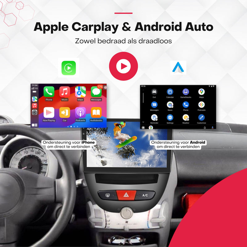 Boscer® Autoradio - Geschikt voor Peugeot 107, Toyota Aygo & Citroen C1 - Android 13 - 4+64GB - Apple Carplay & Android Auto (Draadloos) - 10.1 Inch HD IPS Touchscreen - Bluetooth - GPS Navigatiesysteem - AHD Achteruitrijcamera - 2025 Model