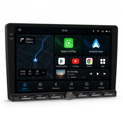 Boscer Autoradio 2Din Universeel - Apple Carplay & Android Auto (Draadloos) - Android 15 - 4+64GB - 9 Inch HD IPS Touchscreen - GPS Navigatiesysteem - USB, Bluetooth, WiFi & MP5 - Achteruitrijcamera & Microfoon