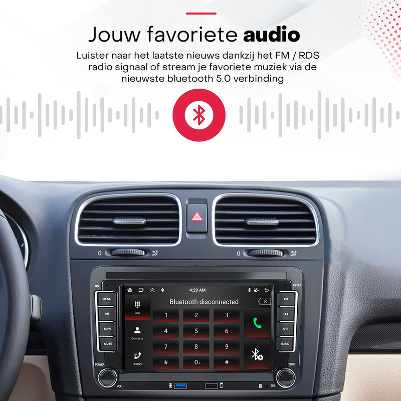 Boscer® Autoradio Geschikt voor Volkswagen, Skoda & Seat - Android 15 - 6+128GB - Apple Carplay & Android Auto - 7 Inch HD Touchscreen - Bluetooth, USB, WiFi & MP5 - Navigatiesysteem - Achteruitrijcamera & Microfoon - 2025 Model