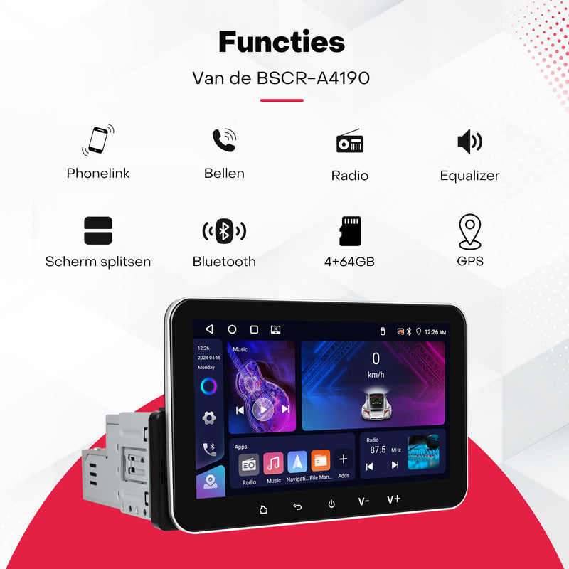 Boscer® 1Din Autoradio - Android 15 - Apple Carplay & Android Auto (Draadloos) - 4+64GB - 7 Inch IPS HD Touchscreen - Navigatiesysteem - Bluetooth, USB & MP5 - GPS - WIFI - Achteruitrijcamera & Microfoon