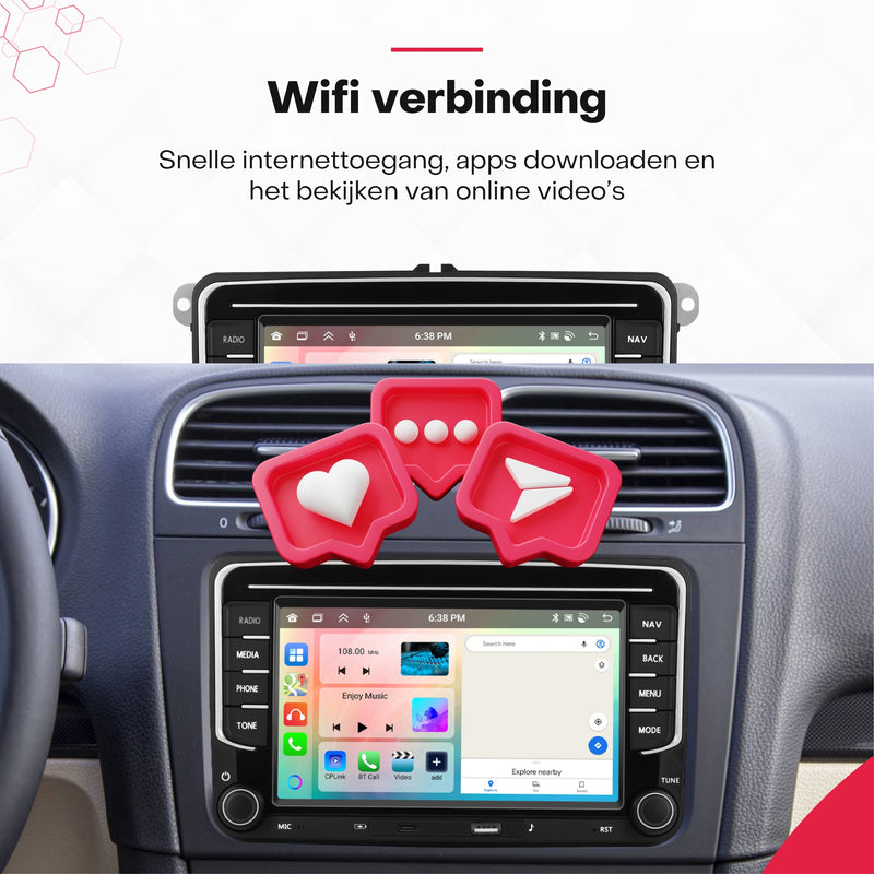 Boscer® Autoradio Geschikt voor Volkswagen, Skoda & Seat - Apple Carplay & Android Auto - Android 15 - 4+64GB - 7 Inch IPS HD Touchscreen - Bluetooth, USB, USB-C, Wifi & MP5 - Navigatiesysteem - Achteruitrijcamera & Microfoon - 2025 Model