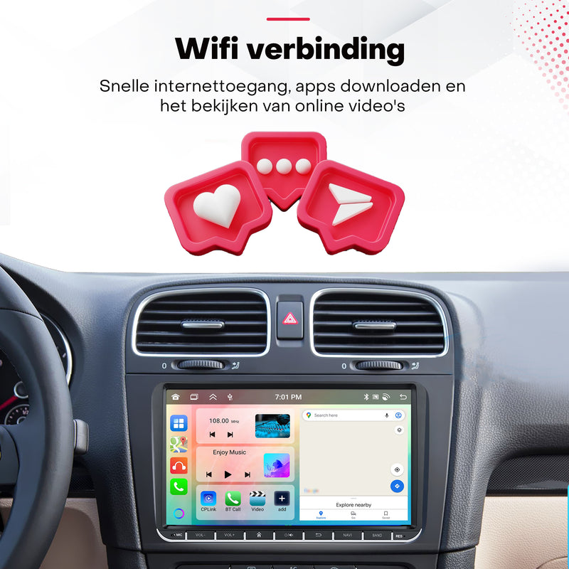 Boscer® Autoradio Geschikt voor Volkswagen, Skoda & Seat - Android 15 - 6+128GB - Apple Carplay & Android Auto - 9 Inch HD Touchscreen - Bluetooth, USB, WiFi & MP5 - Navigatiesysteem - Achteruitrijcamera & Microfoon - 2025 Model