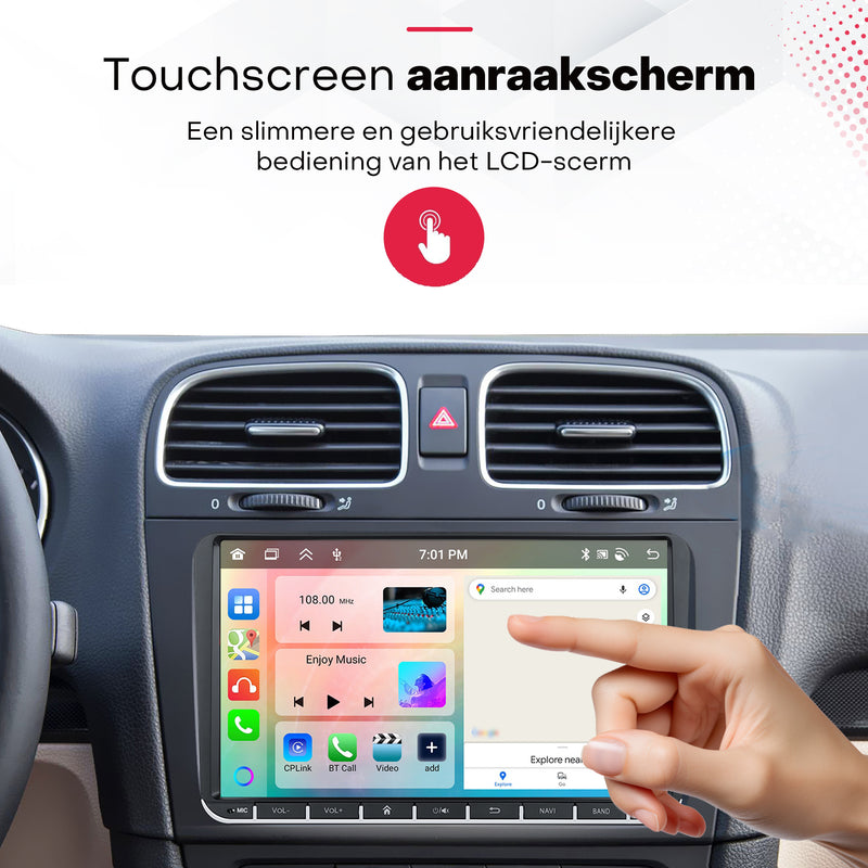 Boscer® Autoradio Geschikt voor Volkswagen, Skoda & Seat - Android 15 - 6+128GB - Apple Carplay & Android Auto - 9 Inch HD Touchscreen - Bluetooth, USB, WiFi & MP5 - Navigatiesysteem - Achteruitrijcamera & Microfoon - 2025 Model
