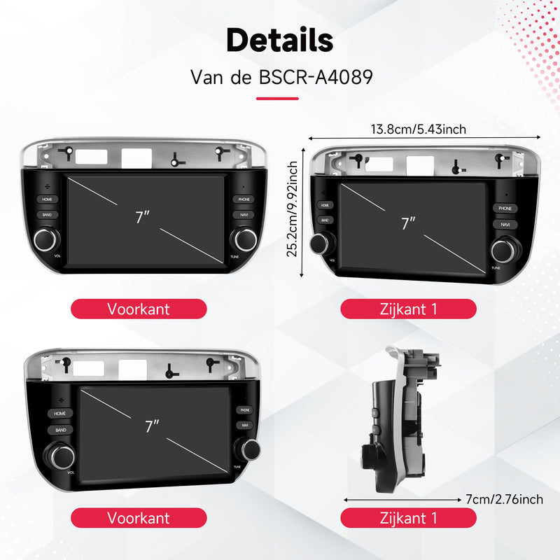 Boscer® Autoradio Geschikt voor Fiat Punto 2012-2016 & Fiat Linea 2012-2015 - Android 15 - 4+64GB - Apple Carplay & Android Auto - 7 Inch HD IPS Touchscreen - GPS Navigatiesysteem - Bluetooth, USB, WiFi & MP5 - Achteruitrijcamera & Microfoon
