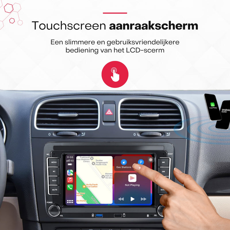 Boscer® Autoradio - Geschikt voor Volkswagen, Skoda & Seat - Apple Carplay & Android Auto - Android 15 - 4+64GB - 7 Inch HD Touchscreen - Bluetooth, USB, Wifi & MP5 - Navigatiesysteem - Achteruitrijcamera & Microfoon - 2025 Model