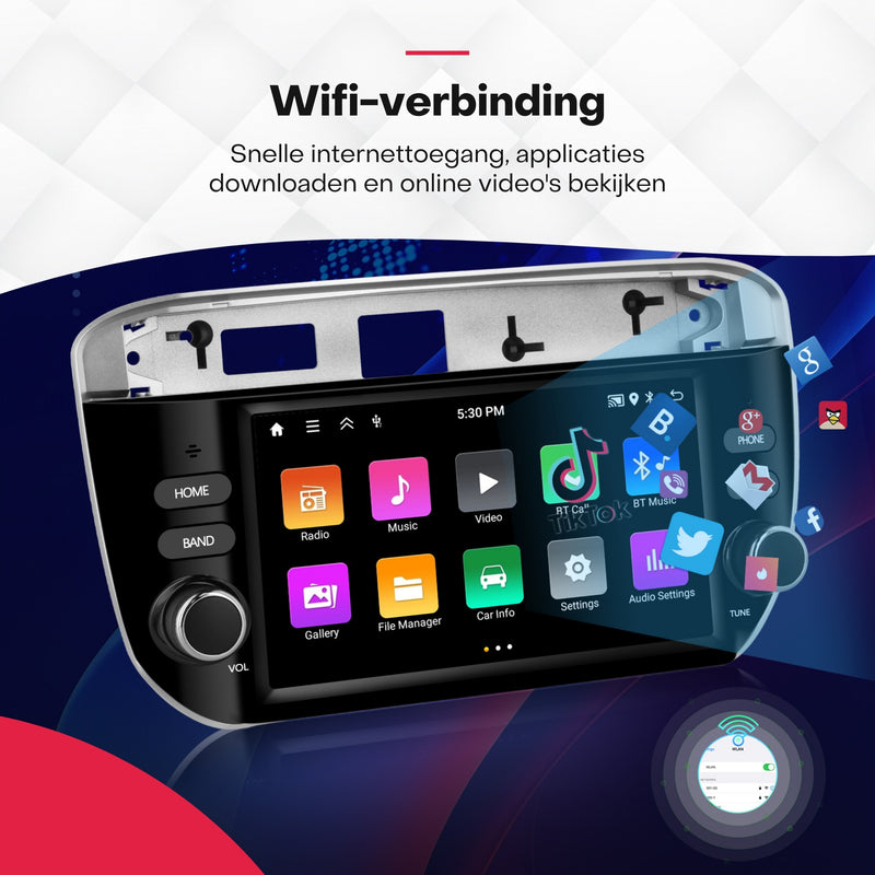 Boscer® Autoradio Geschikt voor Fiat Punto 2012-2016 & Fiat Linea 2012-2015 - Android 15 - 4+64GB - Apple Carplay & Android Auto - 7 Inch HD IPS Touchscreen - GPS Navigatiesysteem - Bluetooth, USB, WiFi & MP5 - Achteruitrijcamera & Microfoon