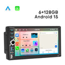 Boscer 2DIN Android 15 Autoradio – 7 Inch HD IPS Touchscreen – 6+128GB – Draadloze Apple CarPlay & Android Auto – GPS, Bluetooth, WiFi, USB & USB-C – Inclusief Achteruitrijcamera & Microfoon – afbeelding 1