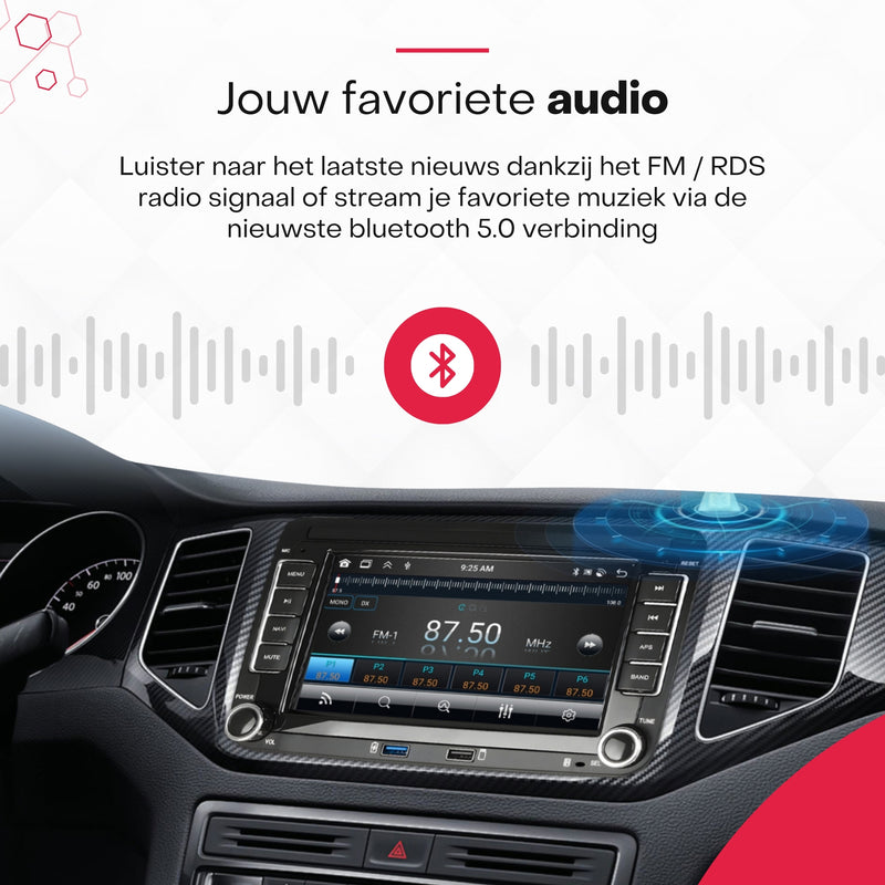 Boscer® Autoradio - Geschikt voor Volkswagen, Skoda & Seat - Apple Carplay & Android Auto - Android 15 - 4+64GB - 7 Inch HD Touchscreen - Bluetooth, USB, Wifi & MP5 - Navigatiesysteem - Achteruitrijcamera & Microfoon - 2025 Model