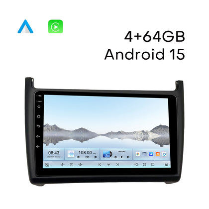 Boscer Autoradio Geschikt voor Volkswagen Polo 2011-2016 - Apple Carplay & Android Auto (Draadloos) - Android 15 - 8-Core 4+64GB - Interne Koeler - 9 Inch HD IPS Touchscreen - GPS Navigatiesysteem - USB, WiFi & MP5 - Achteruitrijcamera & Microfoon