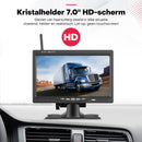 Boscer Achteruitrijcamera set Pro – Draadloos – 7 Inch HD Scherm (1024×600) – Dual 1080P Camera's – IP68 Waterdicht – BS