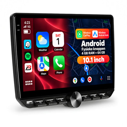 Boscer 2-DIN Autoradio Universeel | 10.1 inch CarPlay & Android Auto | Android 15 | Fysiek bedieningspaneel | 4+64GB