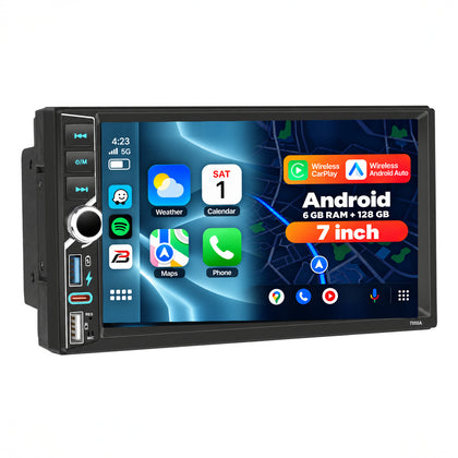 Boscer 2-DIN Autoradio Universeel | 7 inch CarPlay & Android Auto | Android 15 | 6+128GB