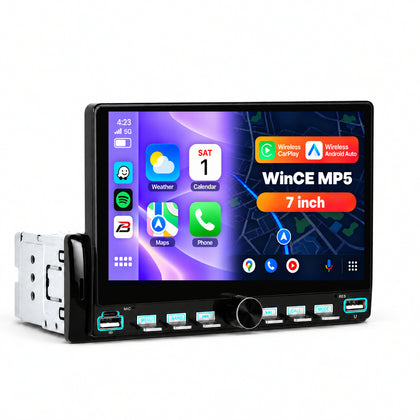 Boscer 1-DIN Autoradio Universeel | 7 inch CarPlay & Android Auto draadloos | A4493