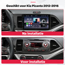 Voor en na: dashboard van de Kia Picanto 2011-2017 met de Boscer autoradio