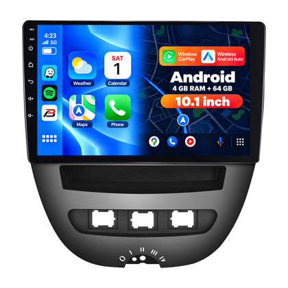 Boscer Autoradio geschikt voor Citroen, Peugeot & Toyota Aygo 2005-2014 | 10.1 inch CarPlay & Android Auto draadloos | Android 15 | 4+64GB