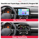 Voor en na: dashboard van de Citroen, Peugeot & Toyota Aygo 2015-2020 met de Boscer autoradio