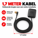 Kabel van 1,7 meter, genoeg lengte om netjes van het dashboard naar de autoradio te leiden