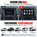 Voor en na montage van het universele 2 DIN autoradio afdekframe