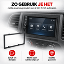 Gebruik van het 2 DIN afdekframe voor een nette aansluiting in het dashboard