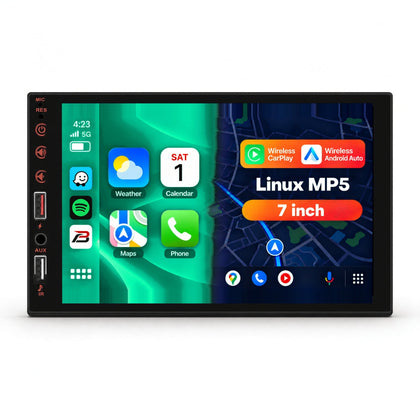 Boscer 2-DIN Autoradio Universeel | 7 inch CarPlay & Android Auto draadloos | Linux MP5 | A3896