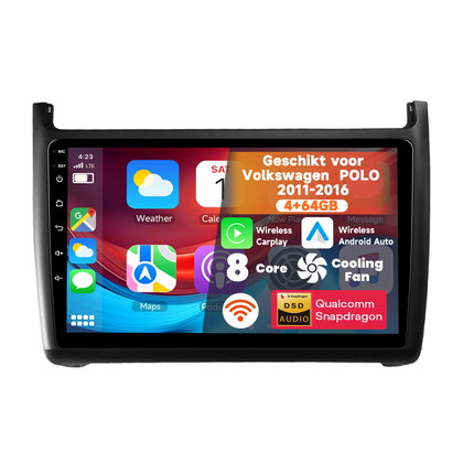 Boscer Autoradio geschikt voor Volkswagen Polo 2011-2016 | 9 inch CarPlay & Android Auto draadloos | Android 15 | 4+64GB | 8-core