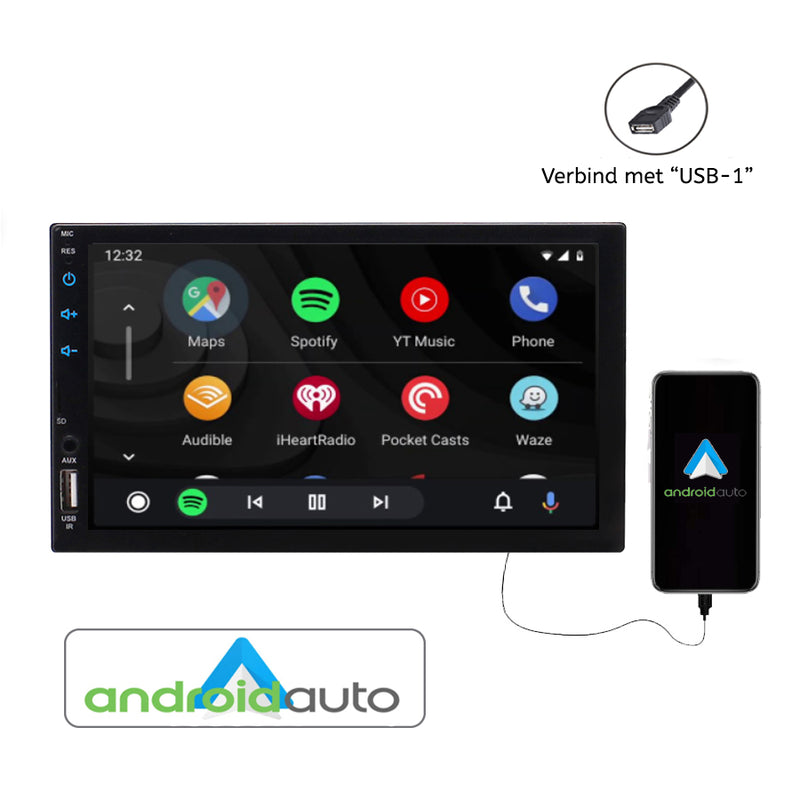 2Din Autoradio | Android 10 | Apple Carplay | Android Auto | 2GB Ram | Navigatiesysteem | 7' HD touchscreen | Achteruitrijcamera & Externe Microfoon