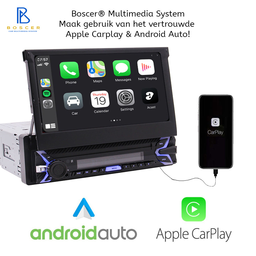 1Din Autoradio | Carplay & Android Auto | HD Klap