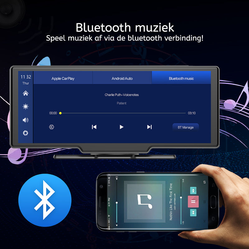 Boscer® Smart HD Dashcam - Navigatiesysteem - Apple Carplay & Android Auto (draadloos) - 9.3 Inch - Touchscreen - Bluetooth - TomTom GO - Achteruitrijcamera