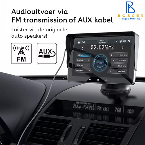 Smart Navigatiesysteem | Apple Carplay & Android Auto (draadloos) | 7 Inch HD Touchscreen | Verplaatsbaar Display | Bluetooth | TomTom GO | Inclusief Achteruitrijcamera